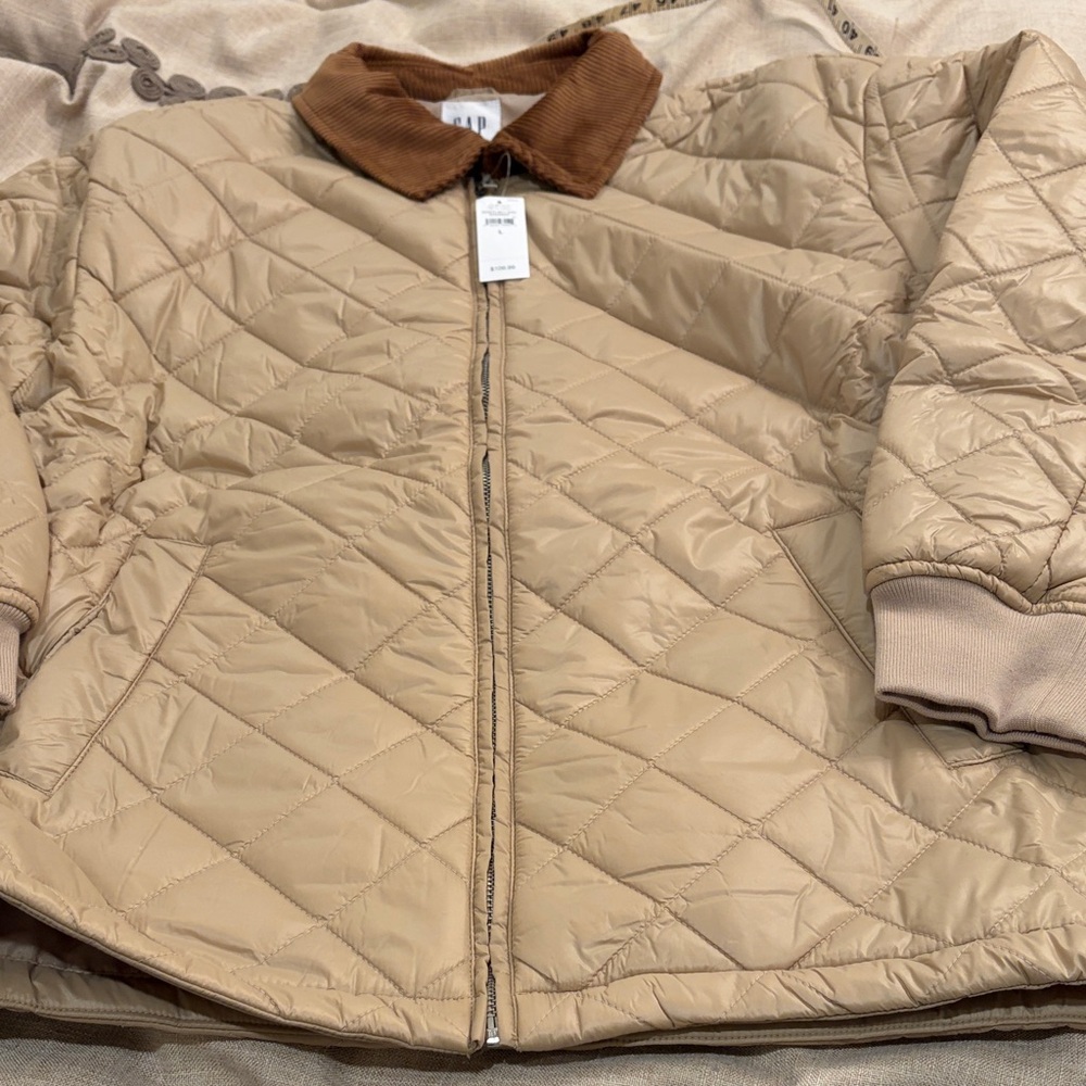 GAP Golden Khaki Brown Relaxed Quilted Nylon Jacket/NWT/L - Picture 6 of 14